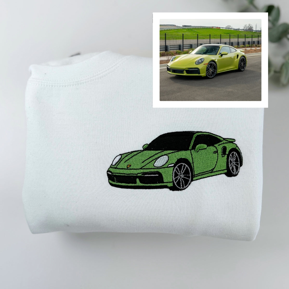 Custom Embroidered Car Portrait Hoodie - Personalized Vehicle Gift for Car Enthusiast