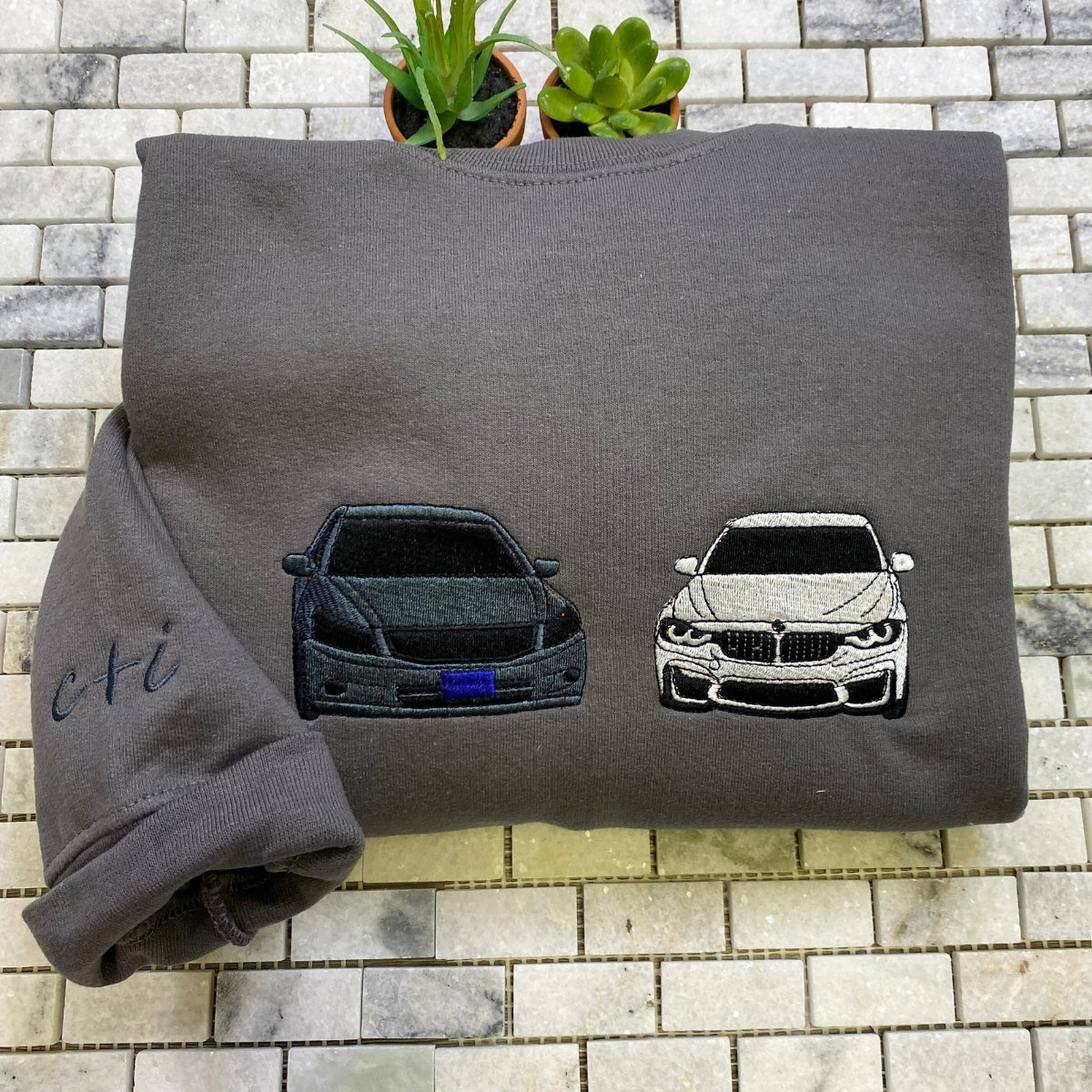 Custom Embroidered Car Portrait Hoodie - Personalized Vehicle Gift for Car Enthusiast