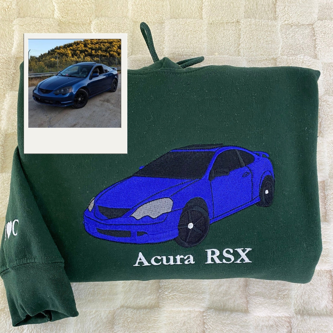 Custom Embroidered Car Portrait Hoodie - Personalized Automotive Gift for Car Guy