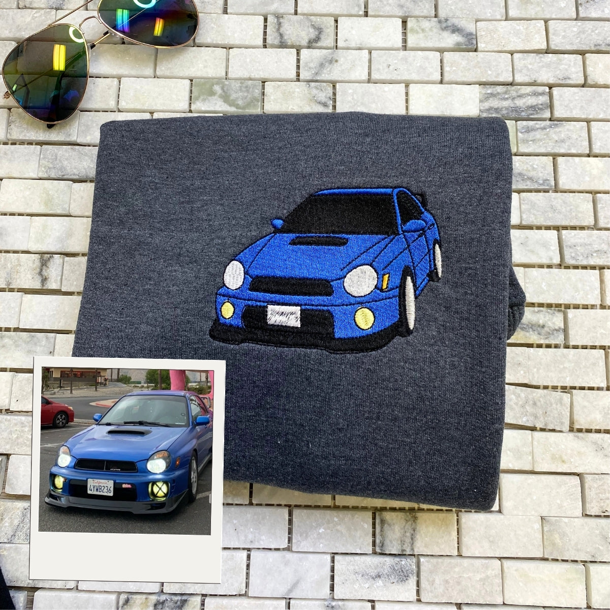 Custom Embroidered Car Portrait Hoodie - Personalized Automotive Gift for Car Guy