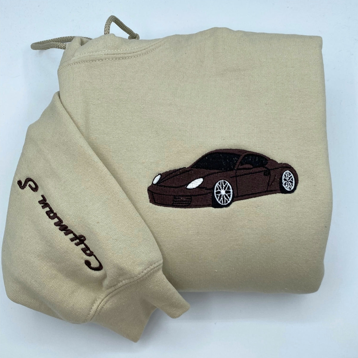 Custom Embroidered Car Portrait Hoodie - Personalized Automotive Gift for Car Guy