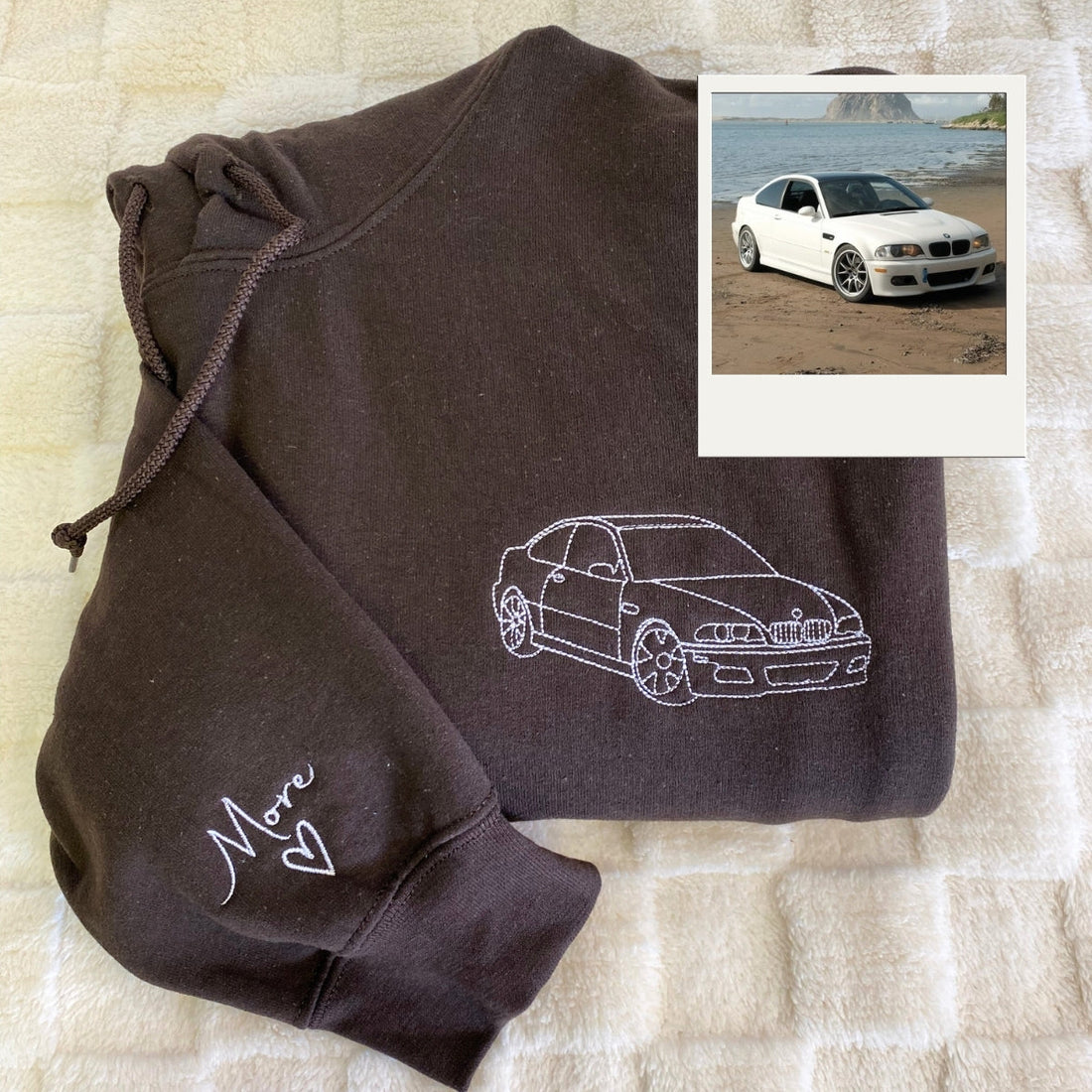 Custom Embroidered Car Silhouette Hoodie - Personalized Auto Art Gift