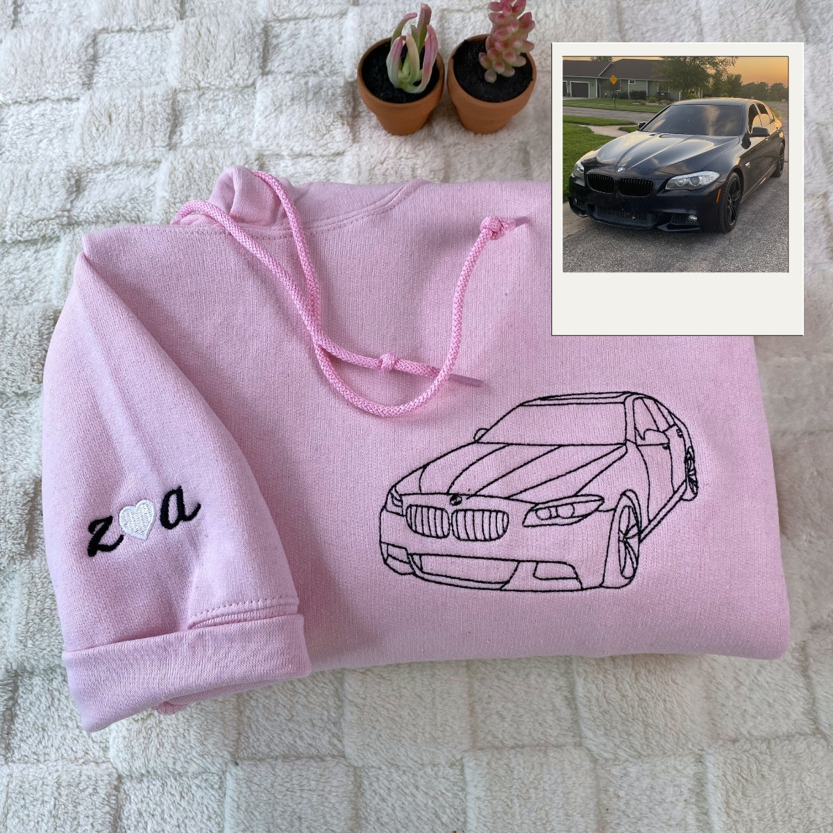 Custom Embroidered Car Silhouette Hoodie - Personalized Auto Art Gift