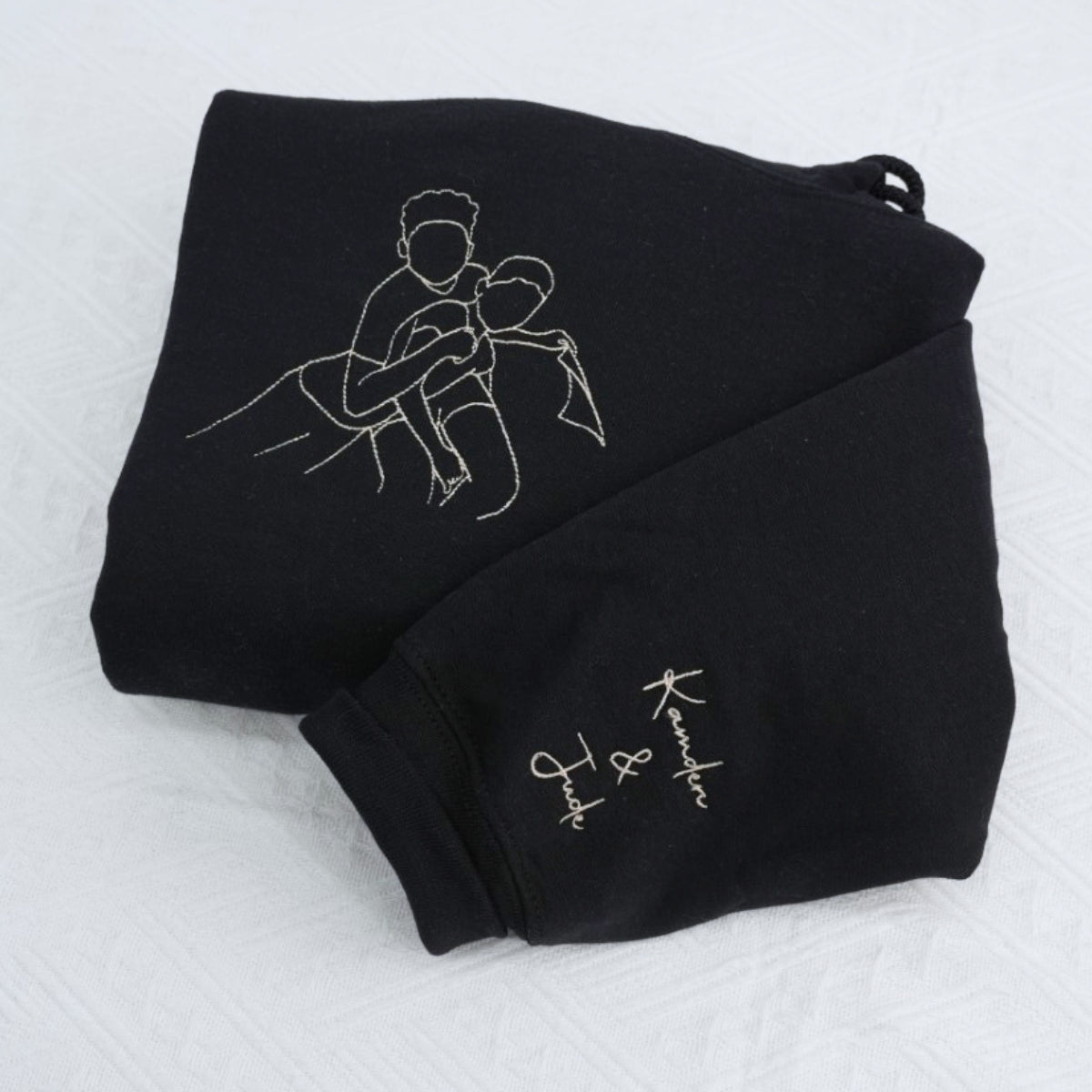 Dad EST Custom Embroidered Hoodie - New Father Photo Line Art - Personalized Father's Day Gift