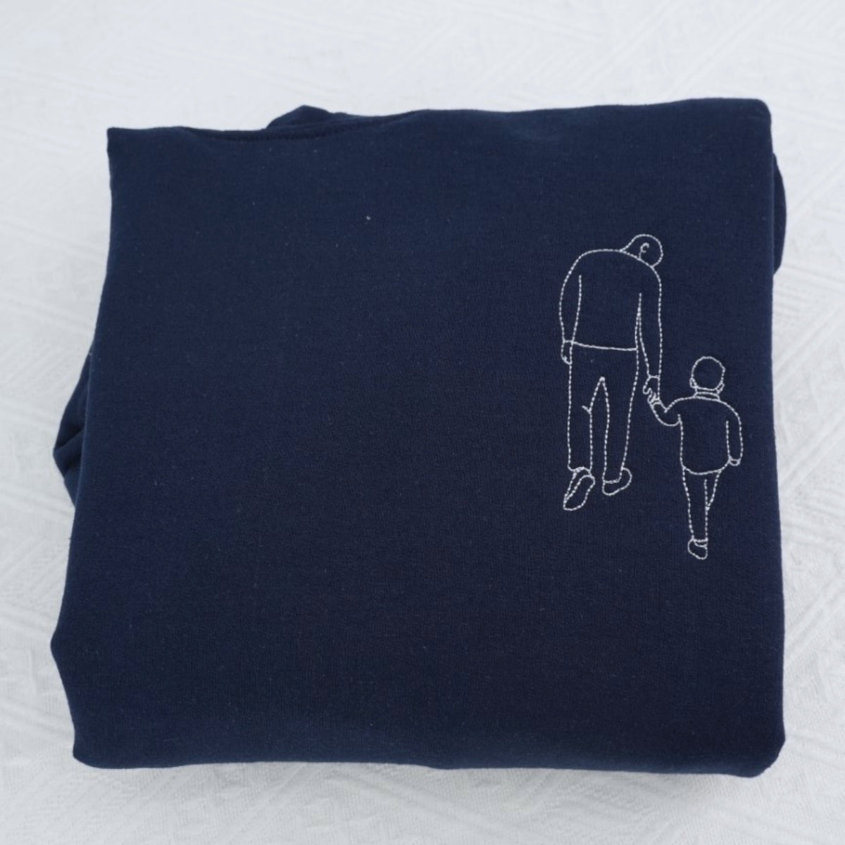 Dad EST Custom Embroidered Hoodie - New Father Photo Line Art - Personalized Father's Day Gift