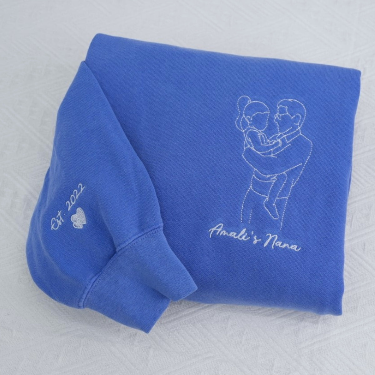 Dad EST Custom Embroidered Hoodie - New Father Photo Line Art - Personalized Father's Day Gift