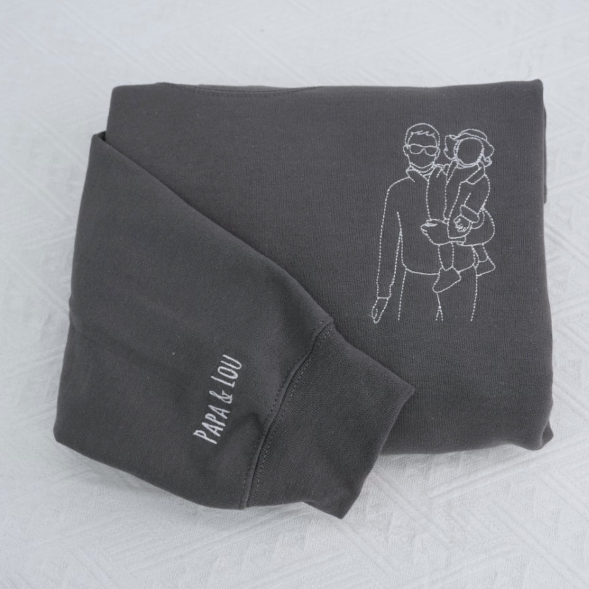 Dad EST Custom Embroidered Hoodie - New Father Photo Line Art - Personalized Father's Day Gift