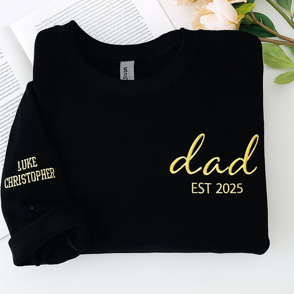 Dad EST Custom Embroidered Sweatshirt - Personalized Children Names - Perfect New Father Gift