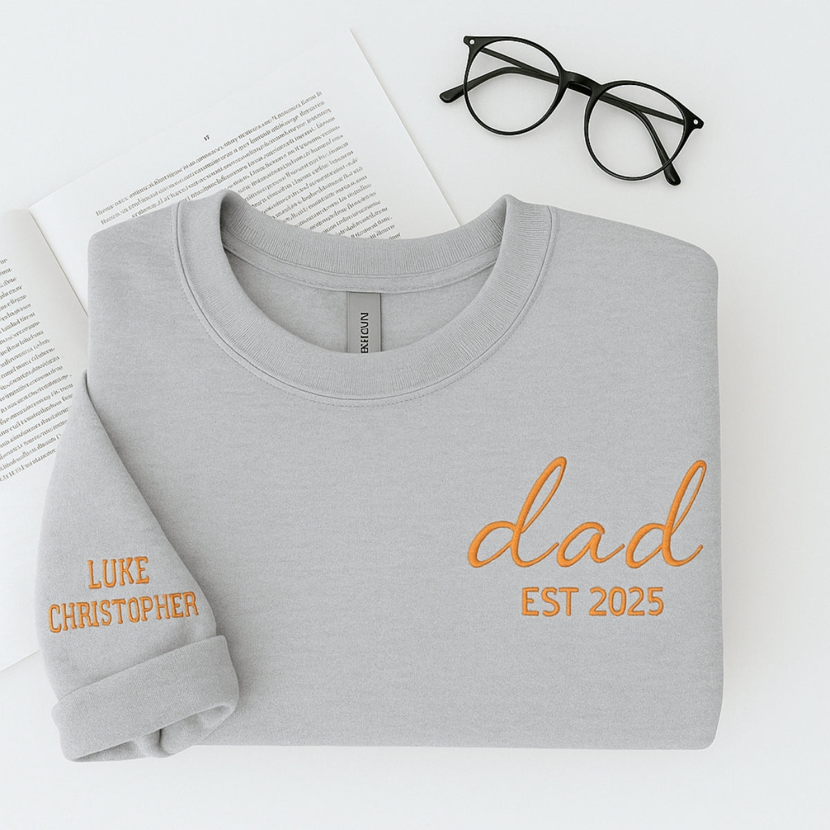 Dad EST Custom Embroidered Sweatshirt - Personalized Children Names - Perfect New Father Gift