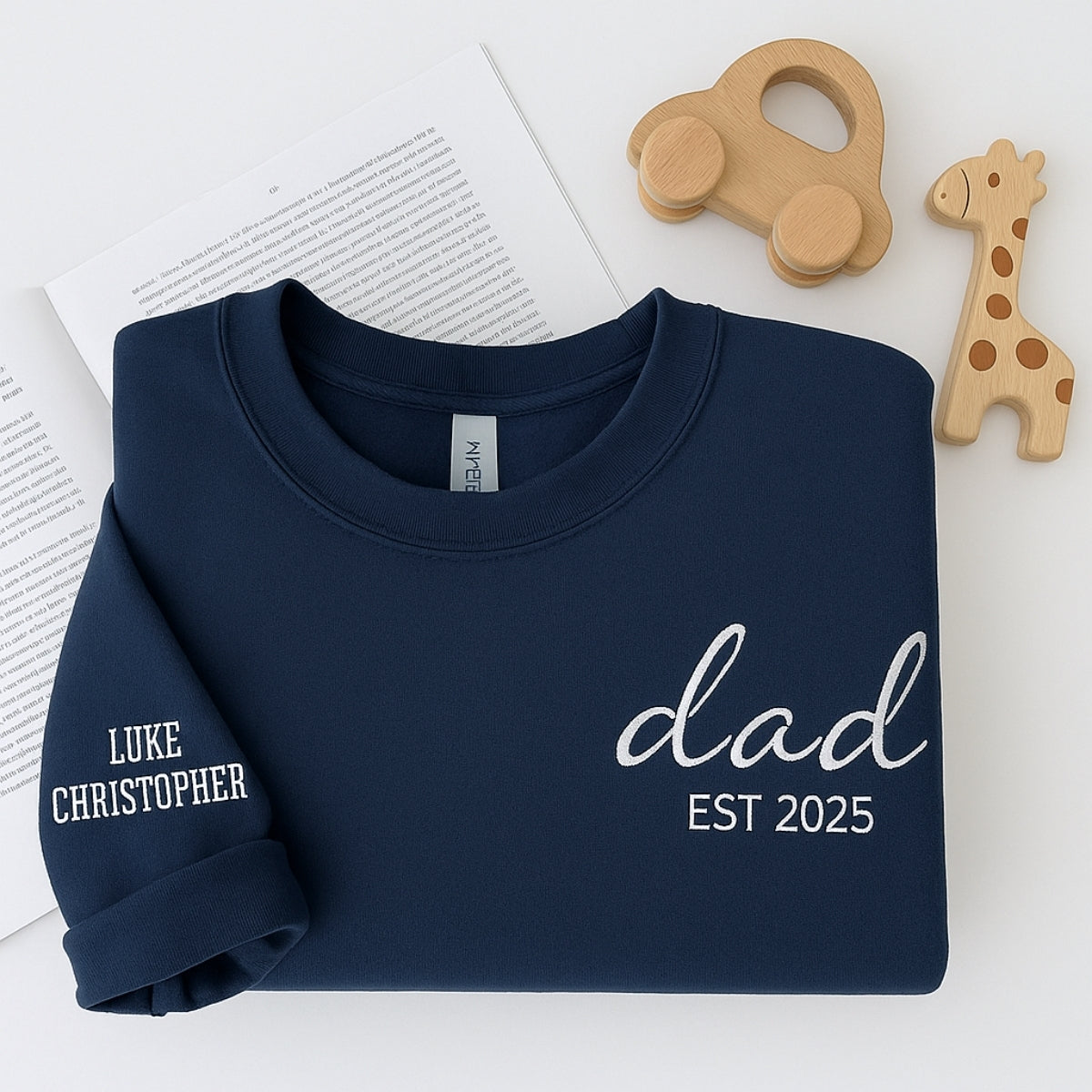 Dad EST Custom Embroidered Sweatshirt - Personalized Children Names - Perfect New Father Gift