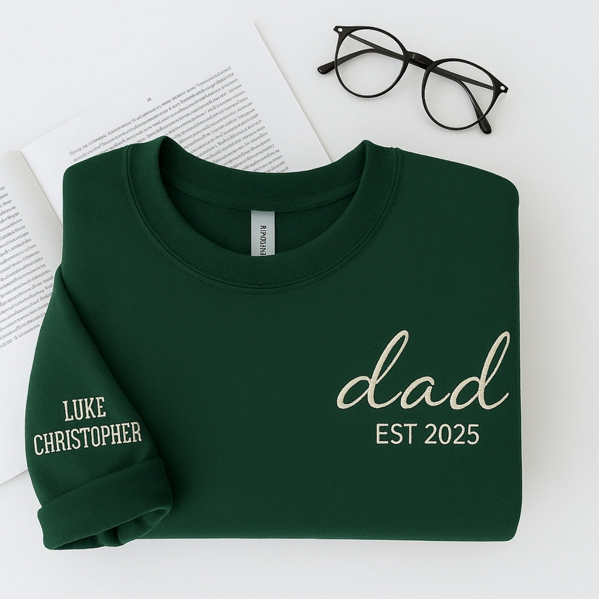 Dad EST Custom Embroidered Sweatshirt - Personalized Children Names - Perfect New Father Gift