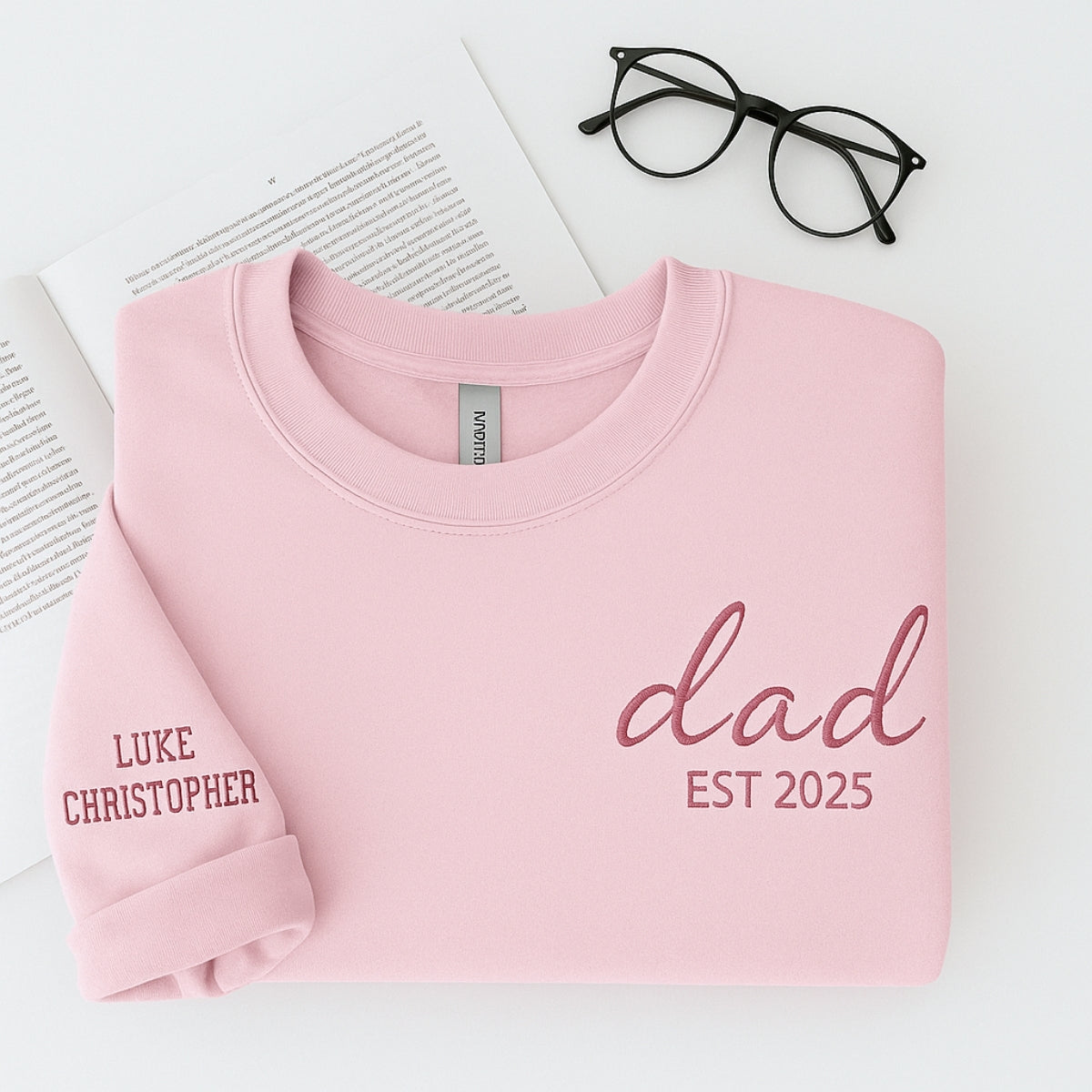 Dad EST Custom Embroidered Sweatshirt - Personalized Children Names - Perfect New Father Gift