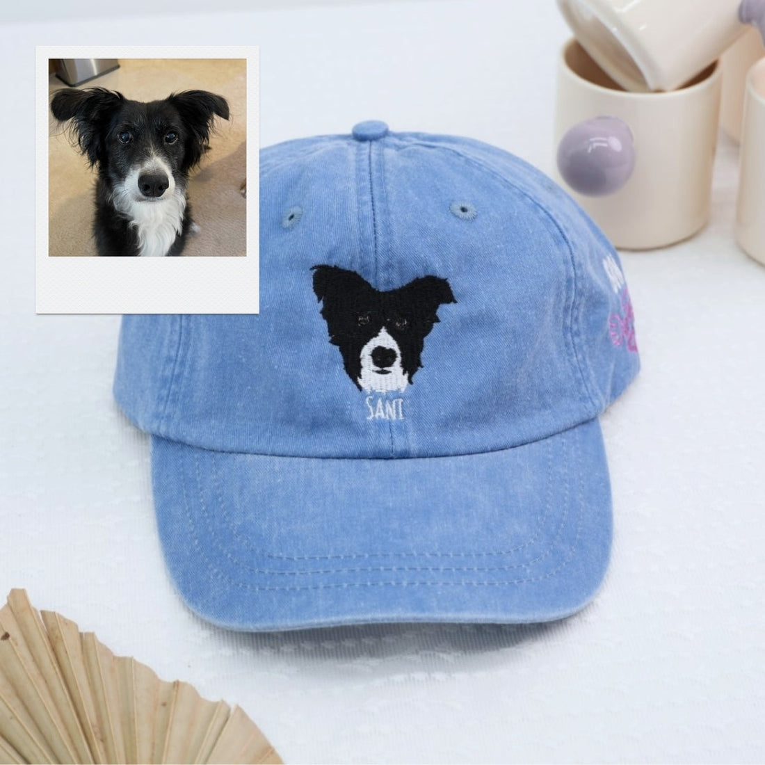 Dog Portrait Custom Embroidered Cap - Personalized Pet Accessory - Dog Owner Gift