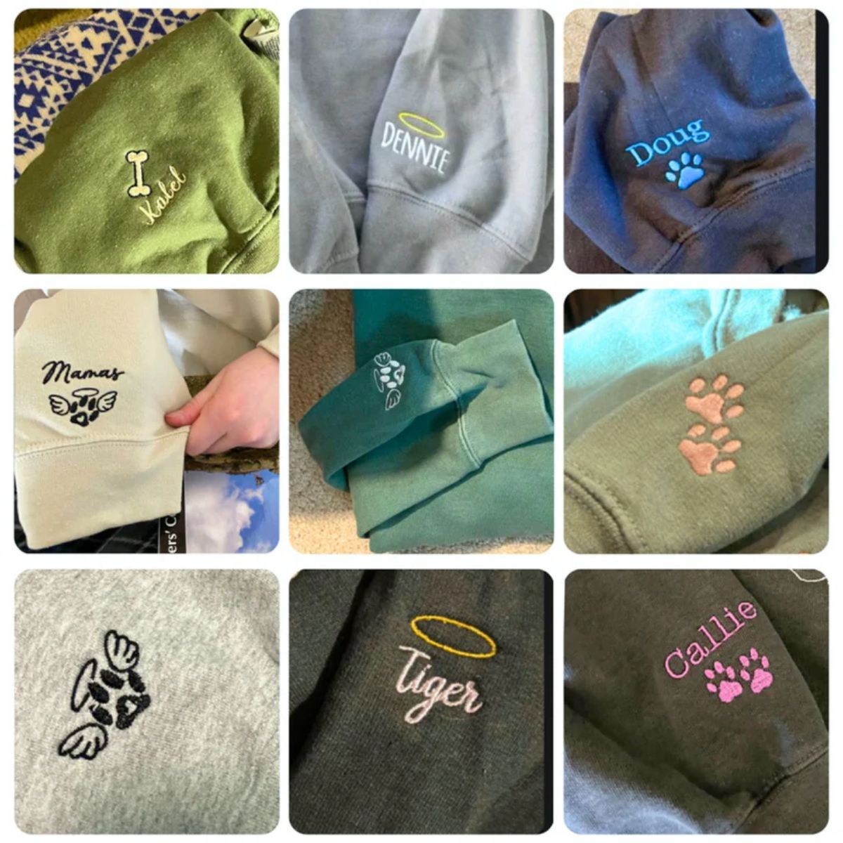 Custom Dog Portrait Embroidered T-Shirt - Personalized Pet Face with Name - Dog Memorial Gift