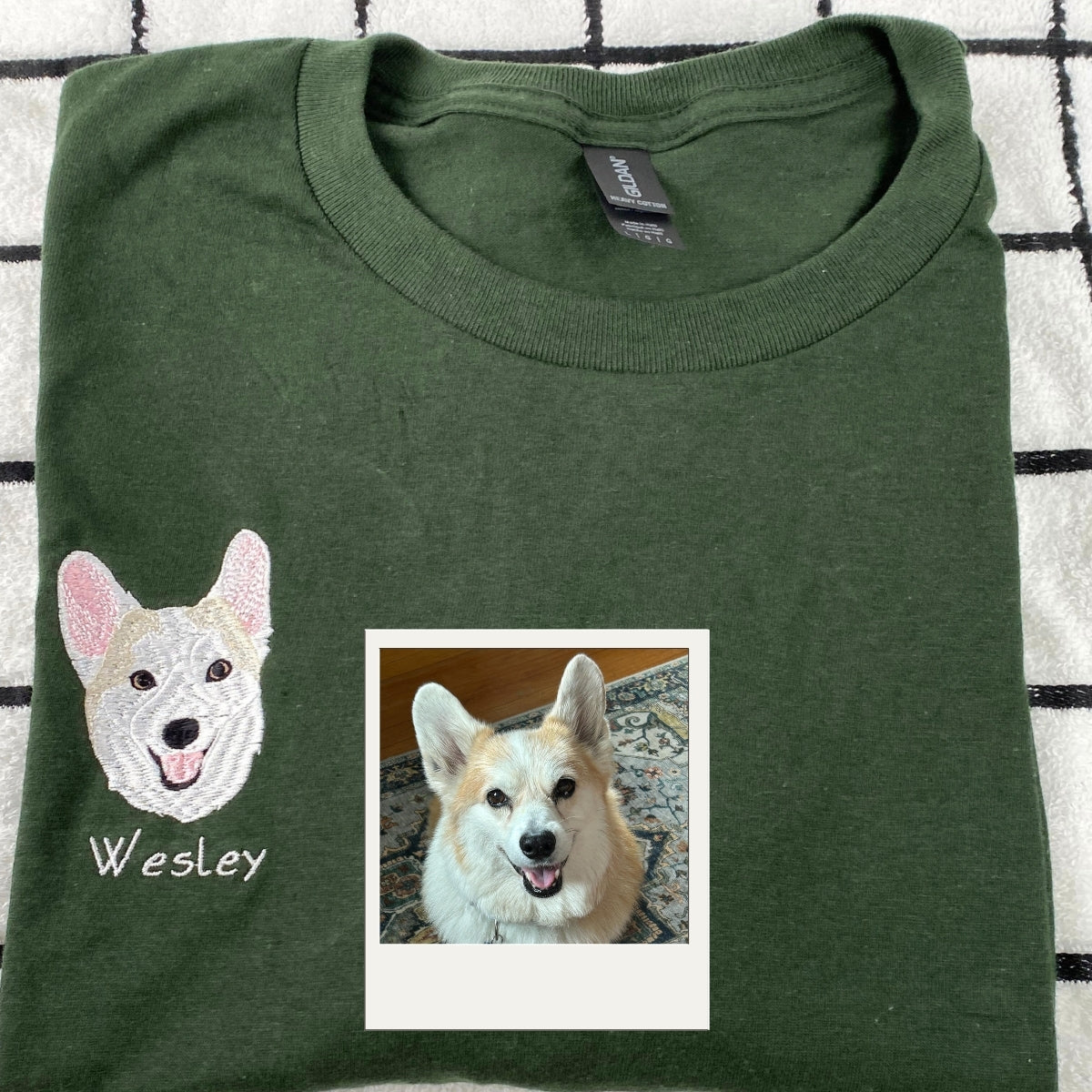 Dog Portrait Custom Embroidered Hoodie - Personalized Pet Sweatshirt Gift