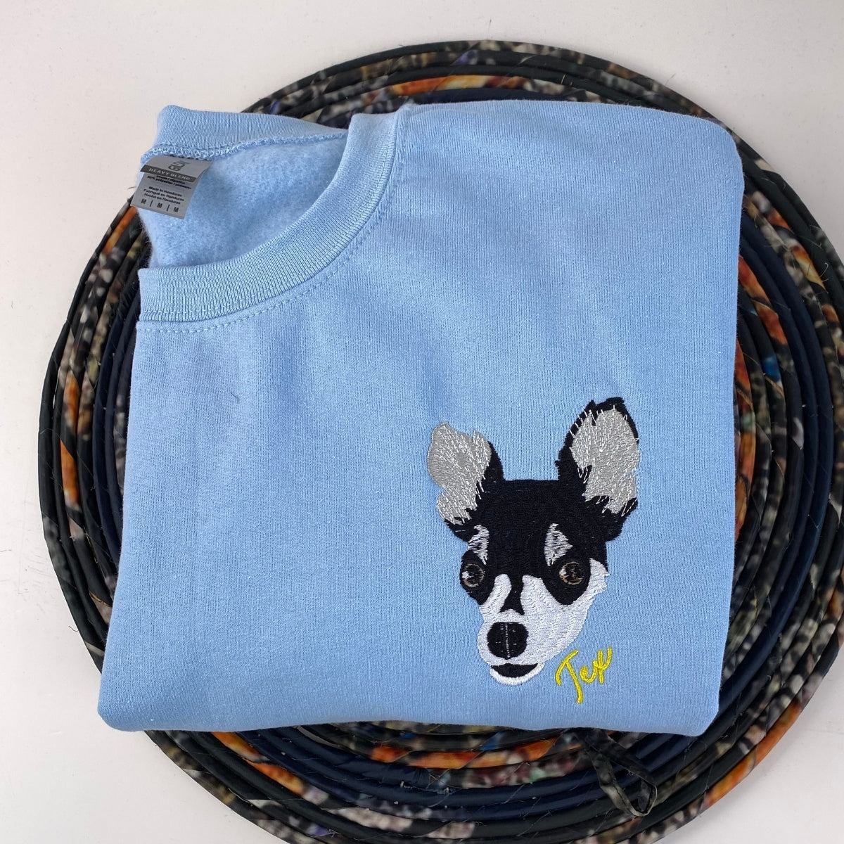 Dog Portrait Custom Embroidered Hoodie - Personalized Pet Sweatshirt Gift