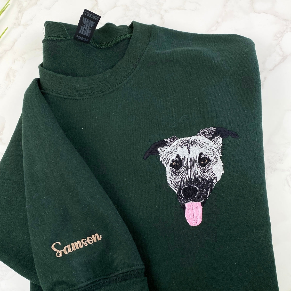 Dog Portrait Custom Embroidered Hoodie - Personalized Pet Sweatshirt Gift