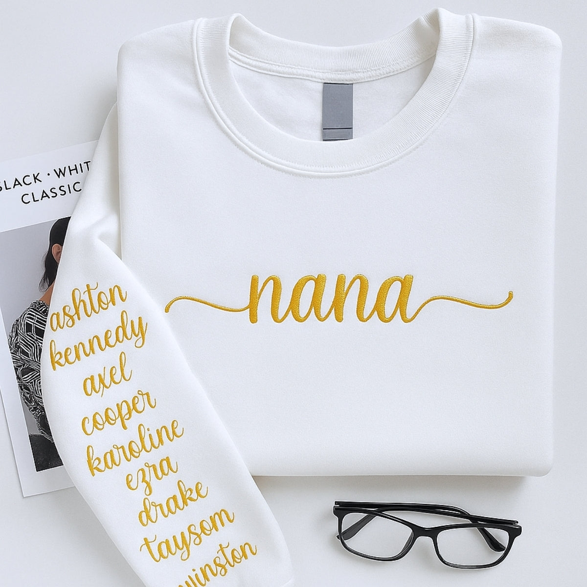 Grandchildren Names Custom Embroidered Sweatshirt - Nana Hoodie - Personalized Grandma Gift