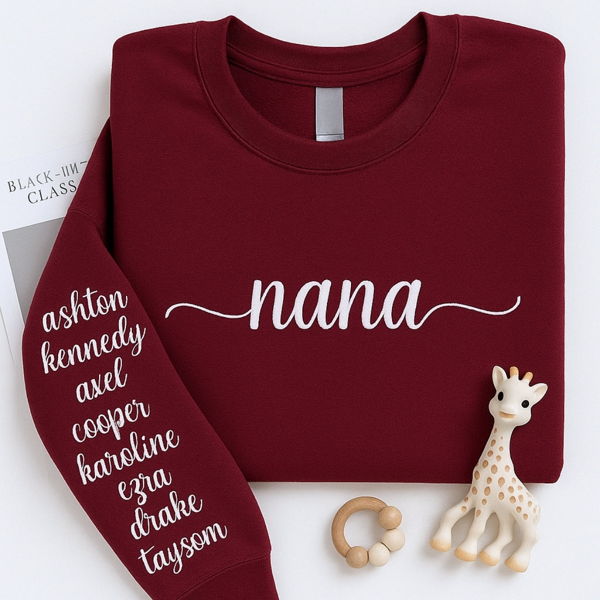 Grandchildren Names Custom Embroidered Sweatshirt - Nana Hoodie - Personalized Grandma Gift