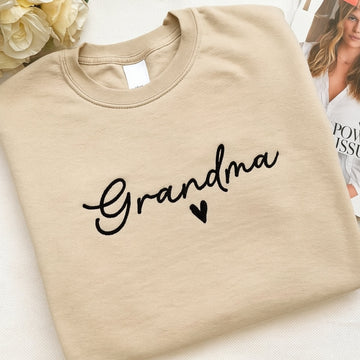 Grandma EST Custom Embroidered Sweatshirt - Personalized Grandchildren Names - Grandma Gift