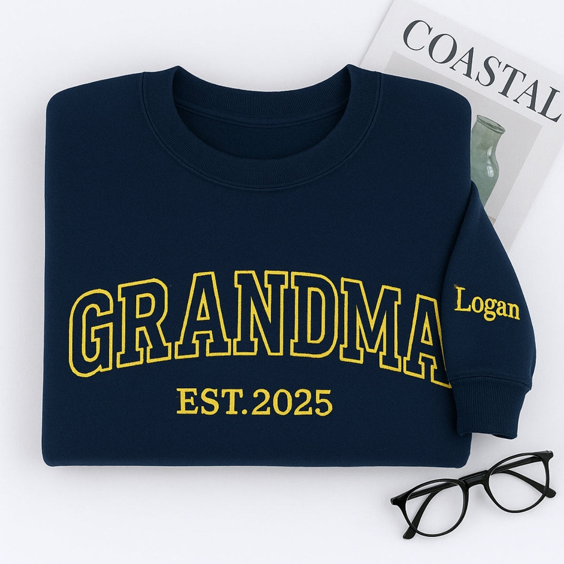 Grandma Varsity Hoodie - Personalized Grandchildren Names Custom Embroidered - Mother's Day Gift