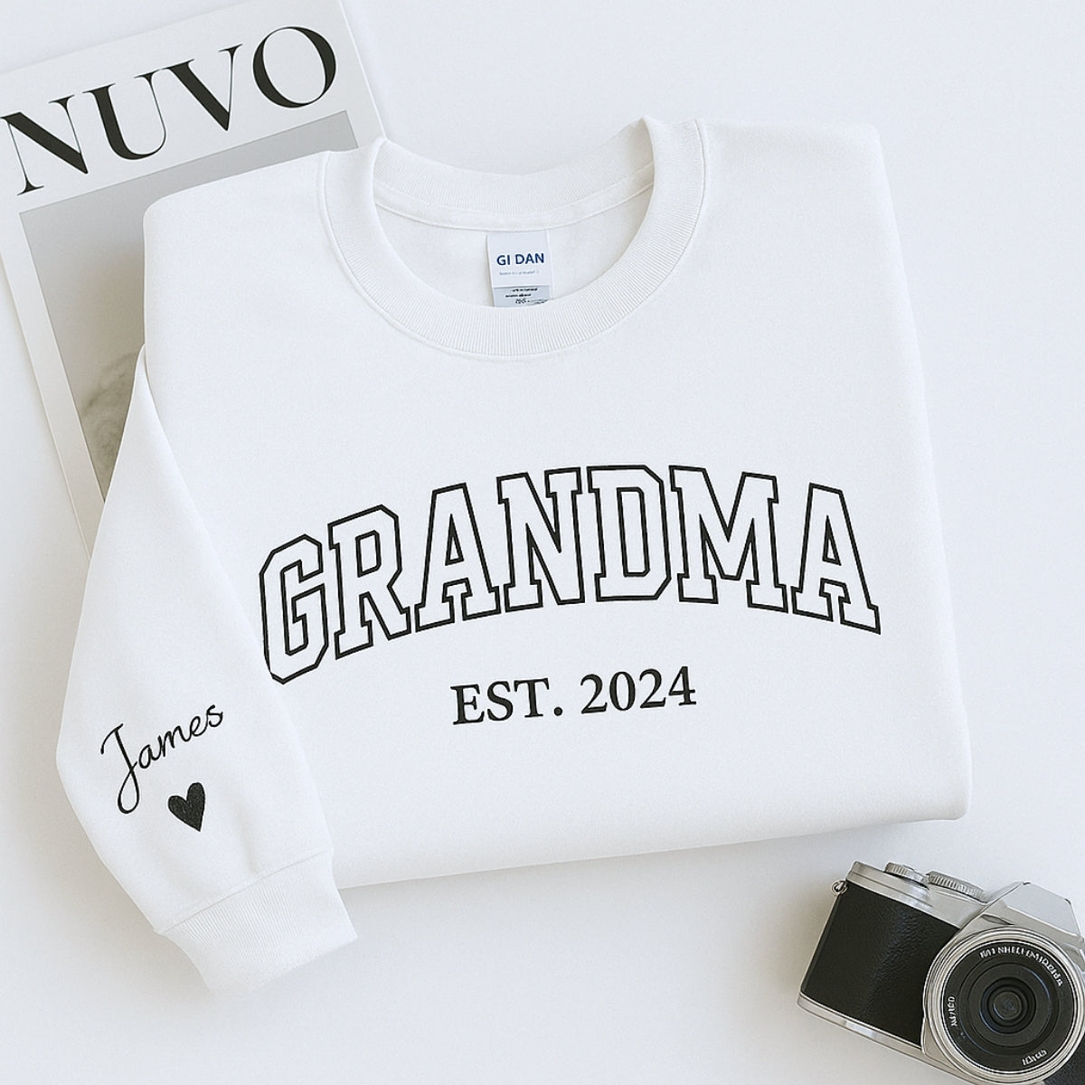 Grandma Varsity Hoodie - Personalized Grandchildren Names Custom Embroidered - Mother's Day Gift
