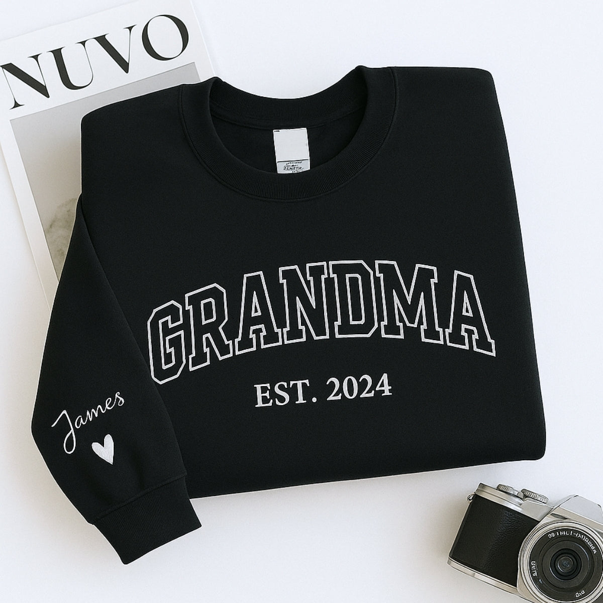 Grandma Varsity Hoodie - Personalized Grandchildren Names Custom Embroidered - Mother's Day Gift