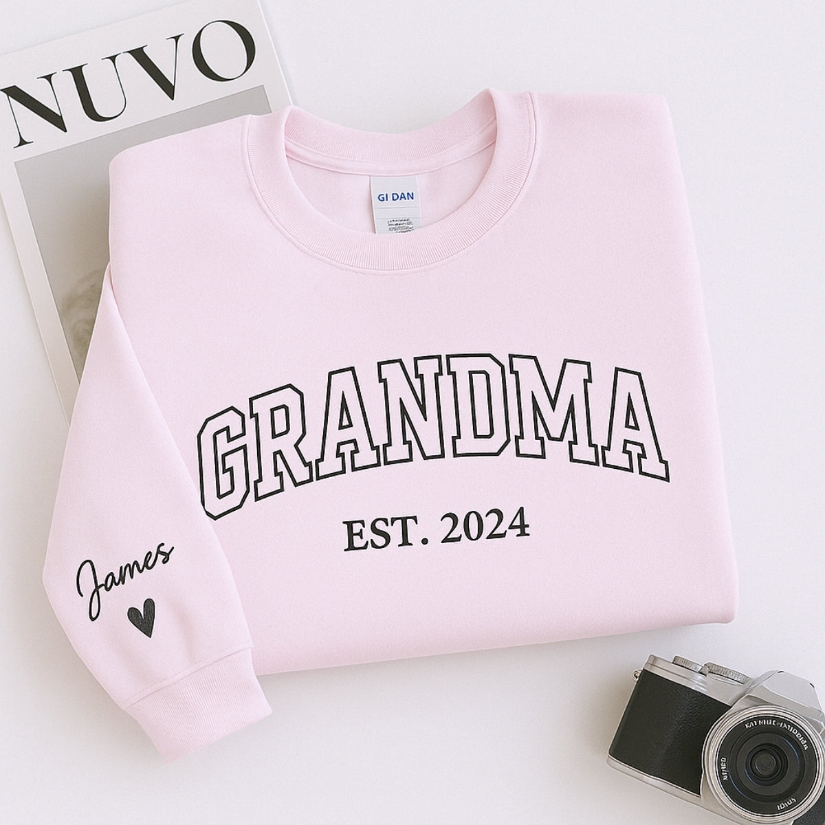 Grandma Varsity Hoodie - Personalized Grandchildren Names Custom Embroidered - Mother's Day Gift
