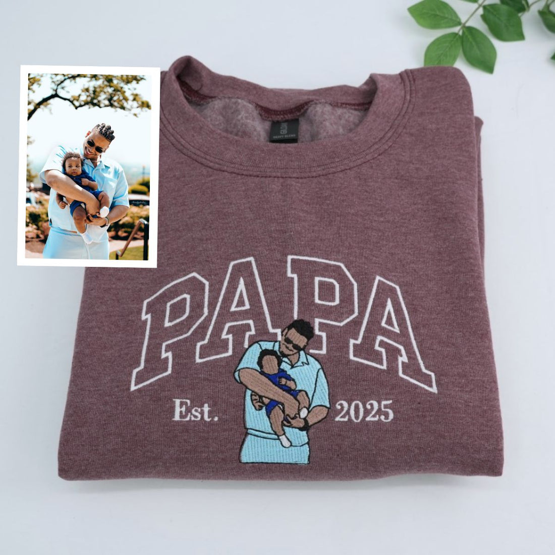 Grandpa & Grandchild Custom Embroidered Papa Hoodie - Personalized New Grandpa Gift
