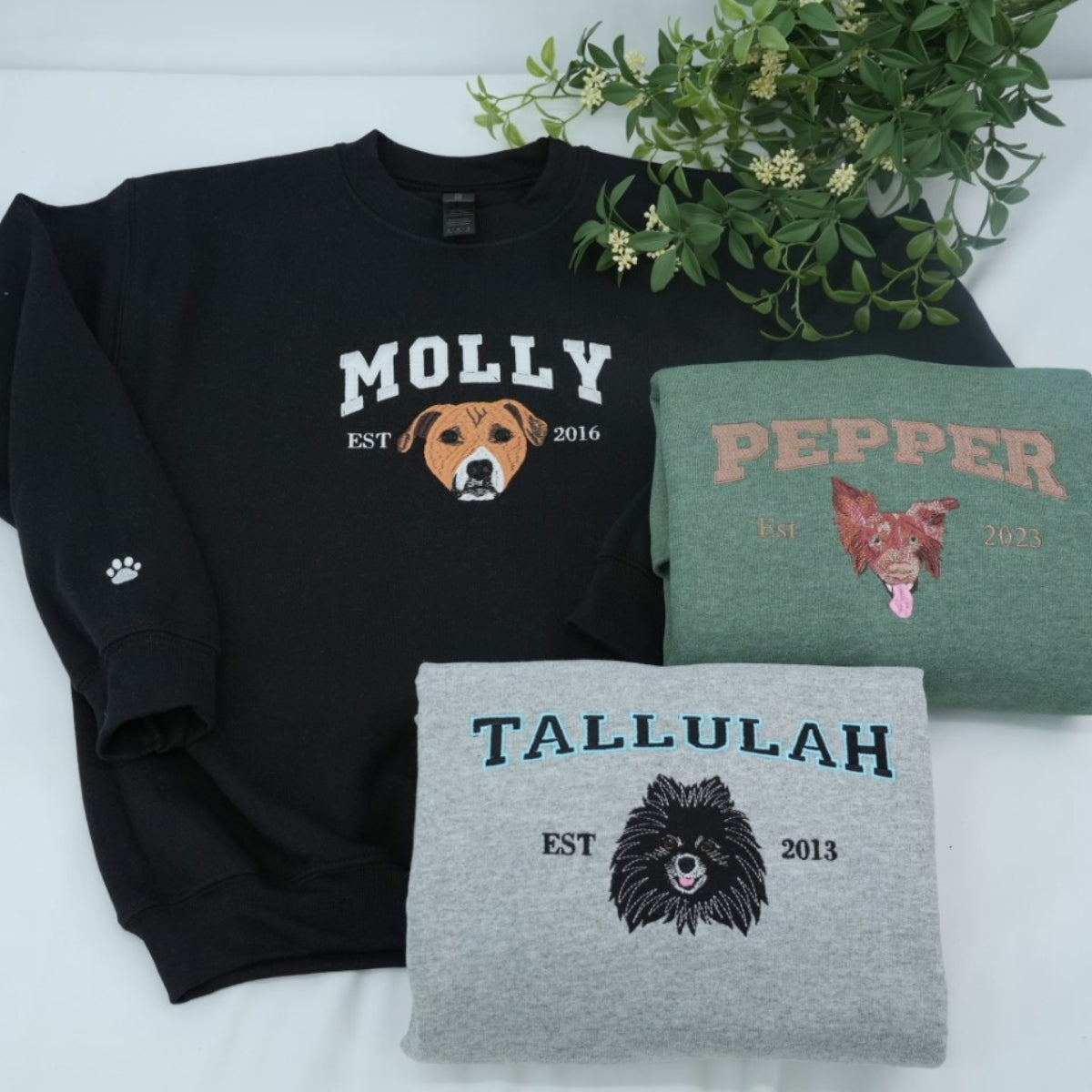 Custom Dog Portrait Varsity Embroidered Hoodie - Personalized Dog Face Sweatshirt - Pet Parent Gift