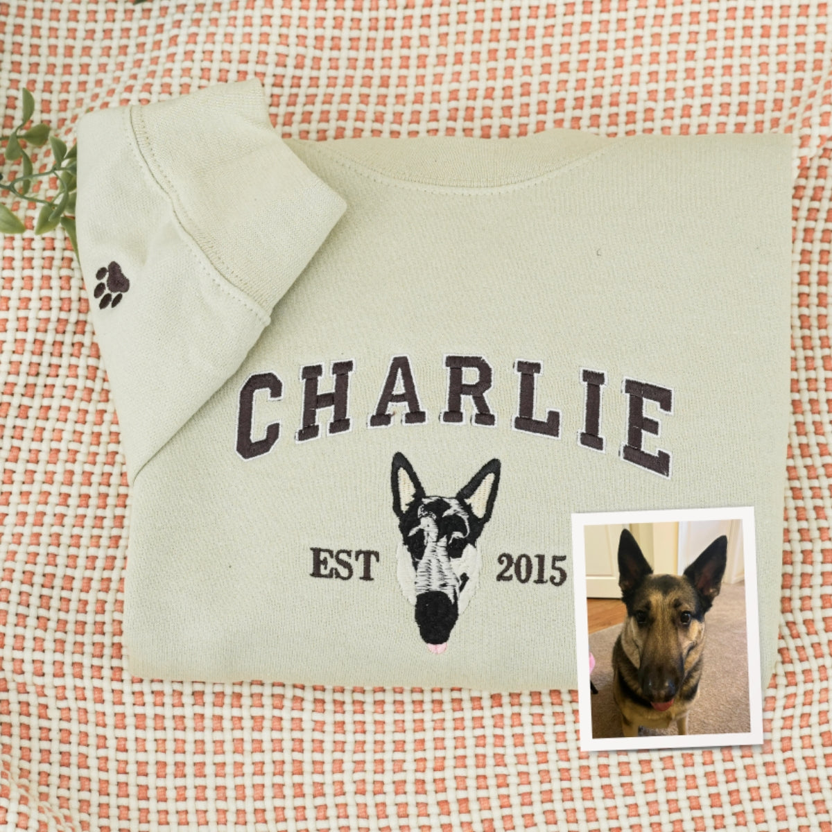 Custom Dog Portrait Varsity Embroidered Hoodie - Personalized Dog Face Sweatshirt - Pet Parent Gift