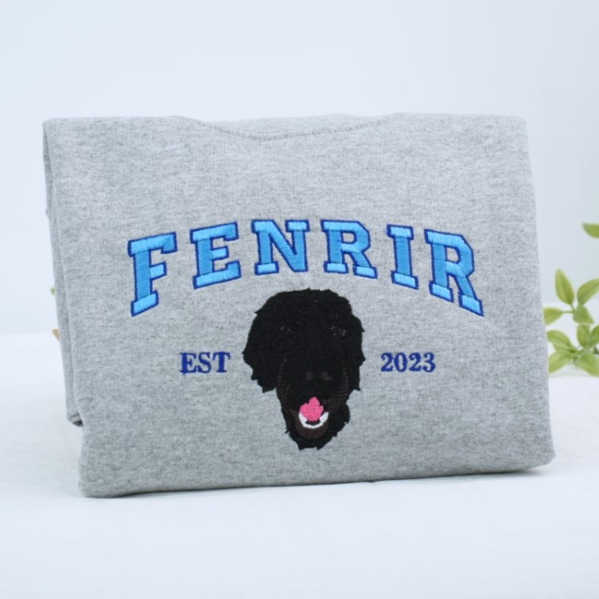 Custom Dog Portrait Varsity Embroidered Hoodie - Personalized Dog Name Sweatshirt - Dog Lover Gift