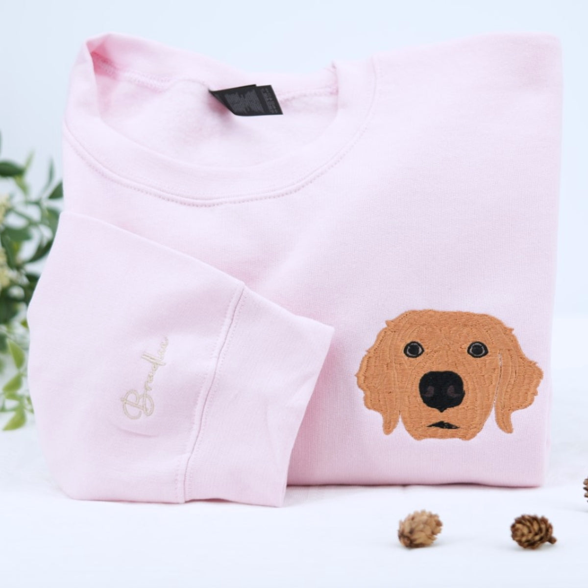 Custom Dog Portrait Embroidered Sweatshirt - Personalized Dog Face Shirt with Names - Dog Lover Gift