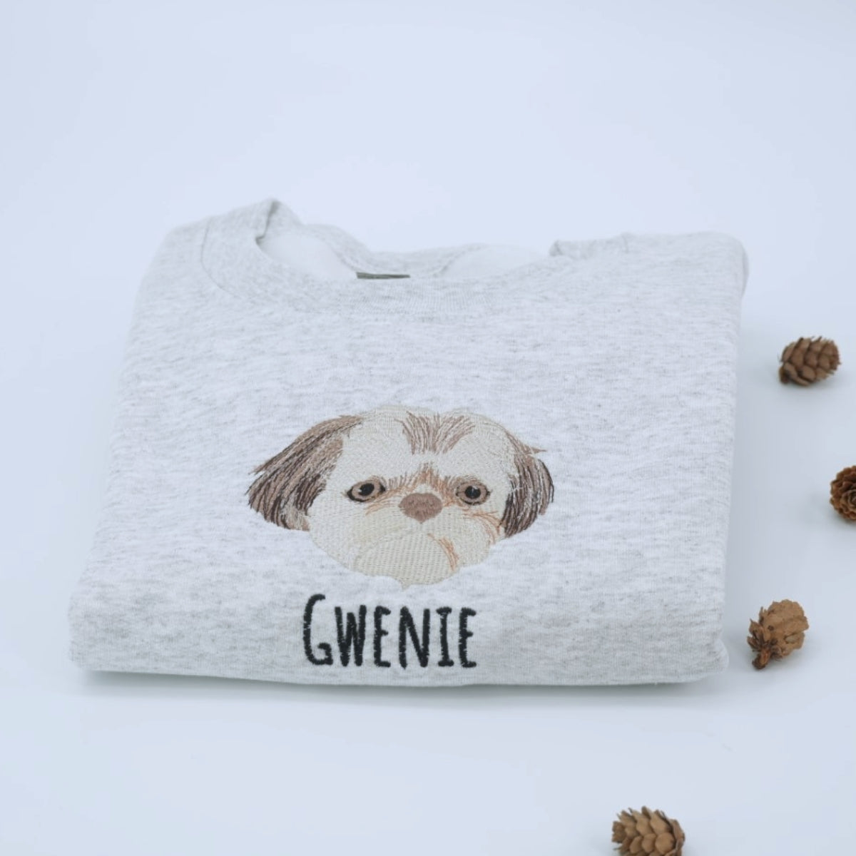 Custom Dog Portrait Embroidered Sweatshirt - Personalized Dog Face Shirt with Names - Dog Lover Gift