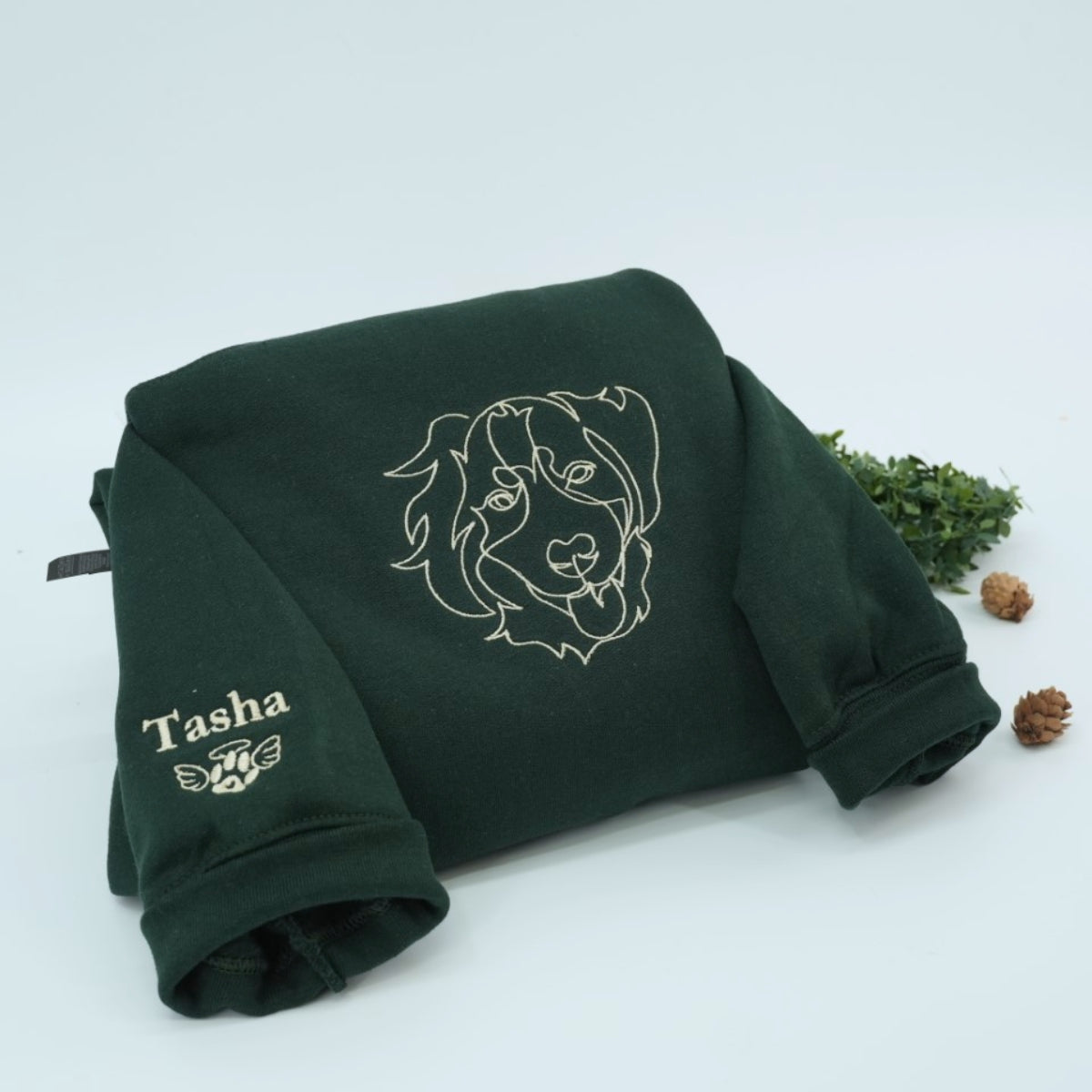 Custom Dog Portrait Embroidered Sweatshirt - Personalized Dog Line Art Shirt - Dog Lover Gift