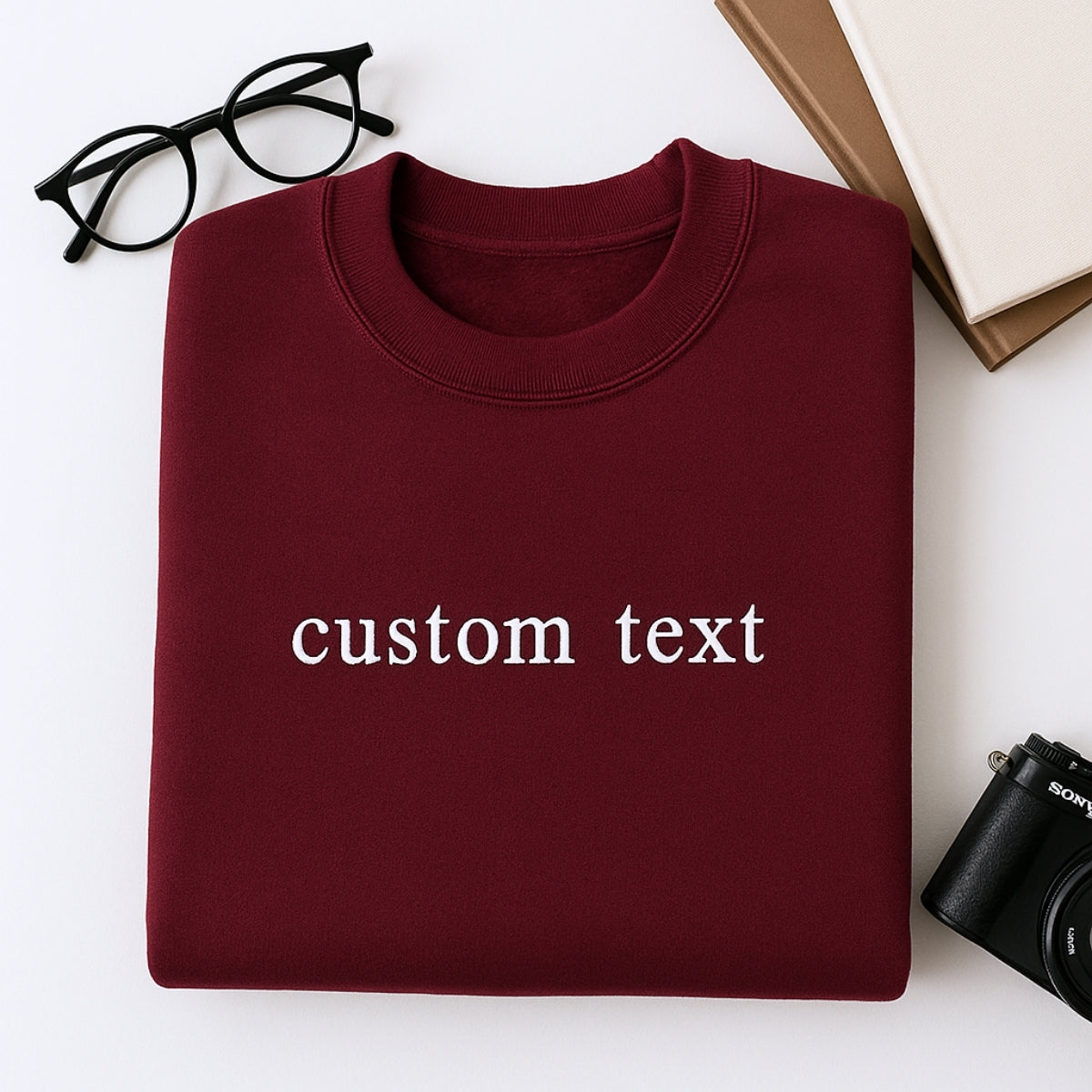 Custom Text Embroidered Sweatshirt - Personalized Message Apparel - Perfect Gift