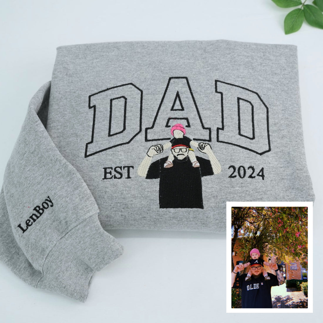 Dad Daughter Custom Embroidered Hoodie - Personalized Father Sweatshirt - Perfect Father's Day Gift