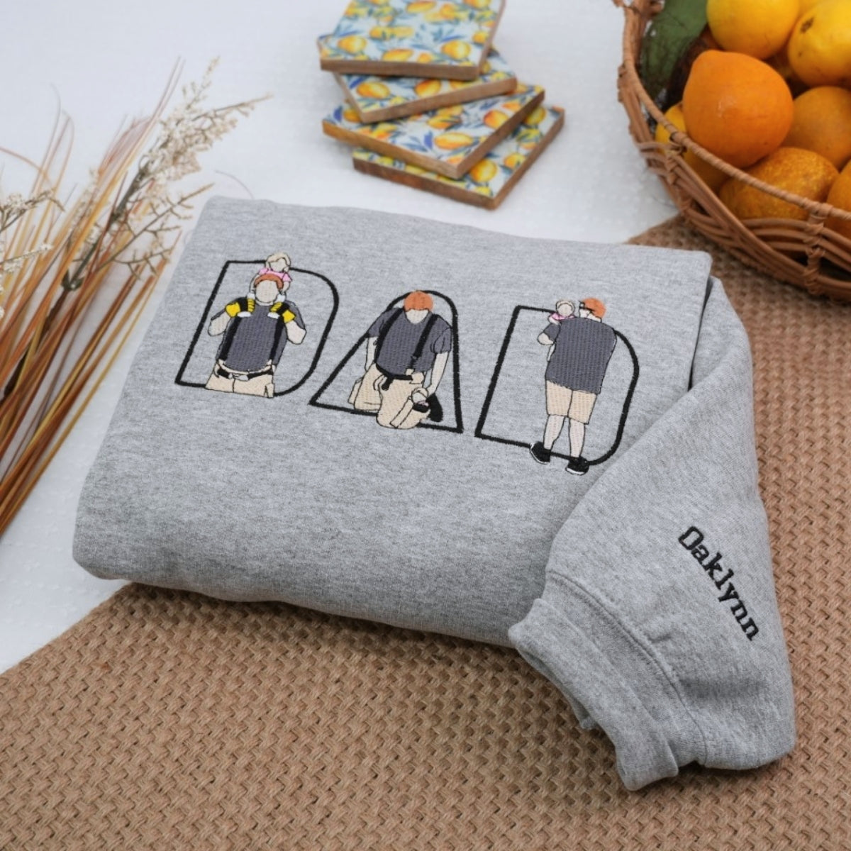 Dad Custom Embroidered Hoodie - Personalized Father Sweatshirt - Perfect Father's Day Gift