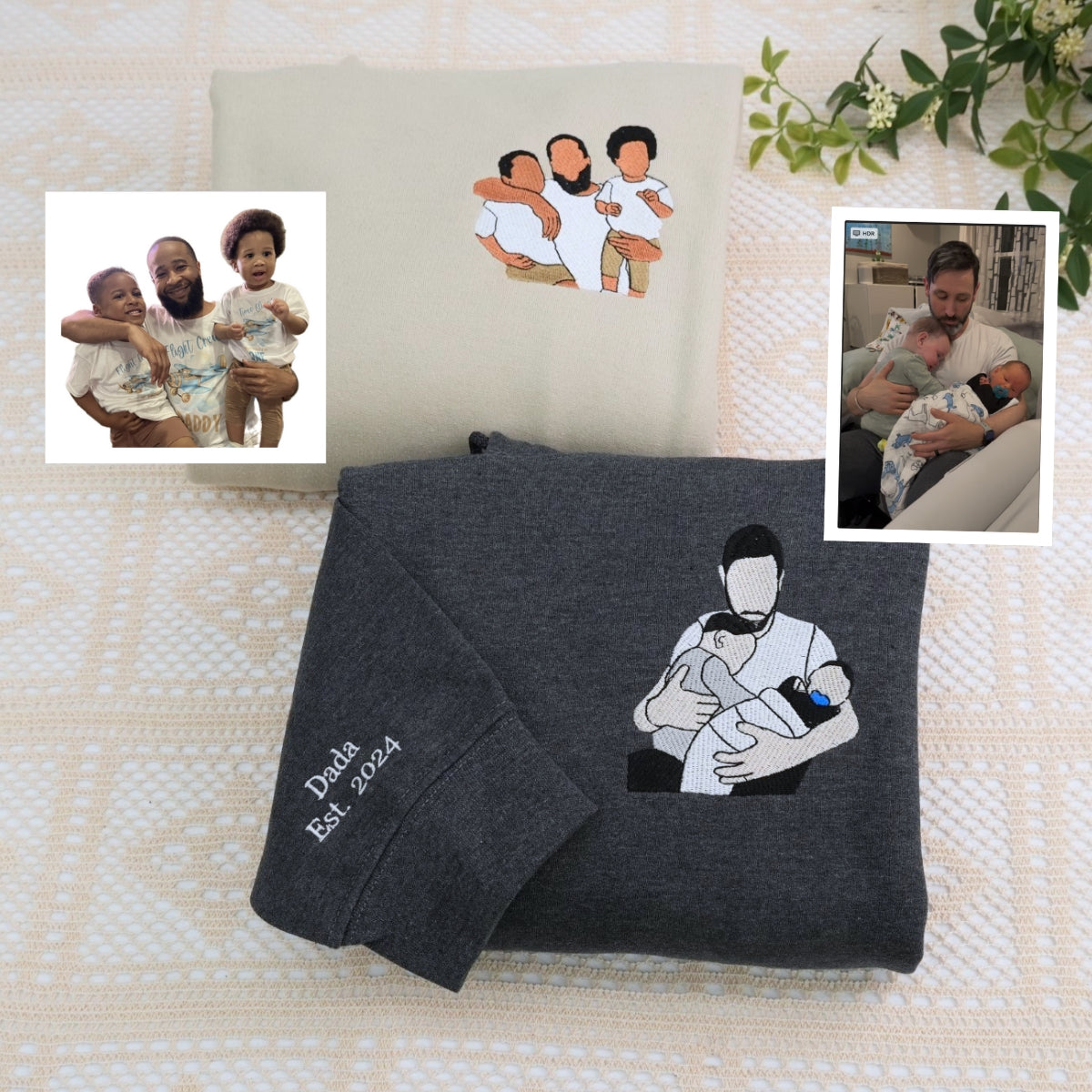 Dad Family Custom Embroidered Hoodie - Personalized Father Sweatshirt - New Dad & Father's Day Gift