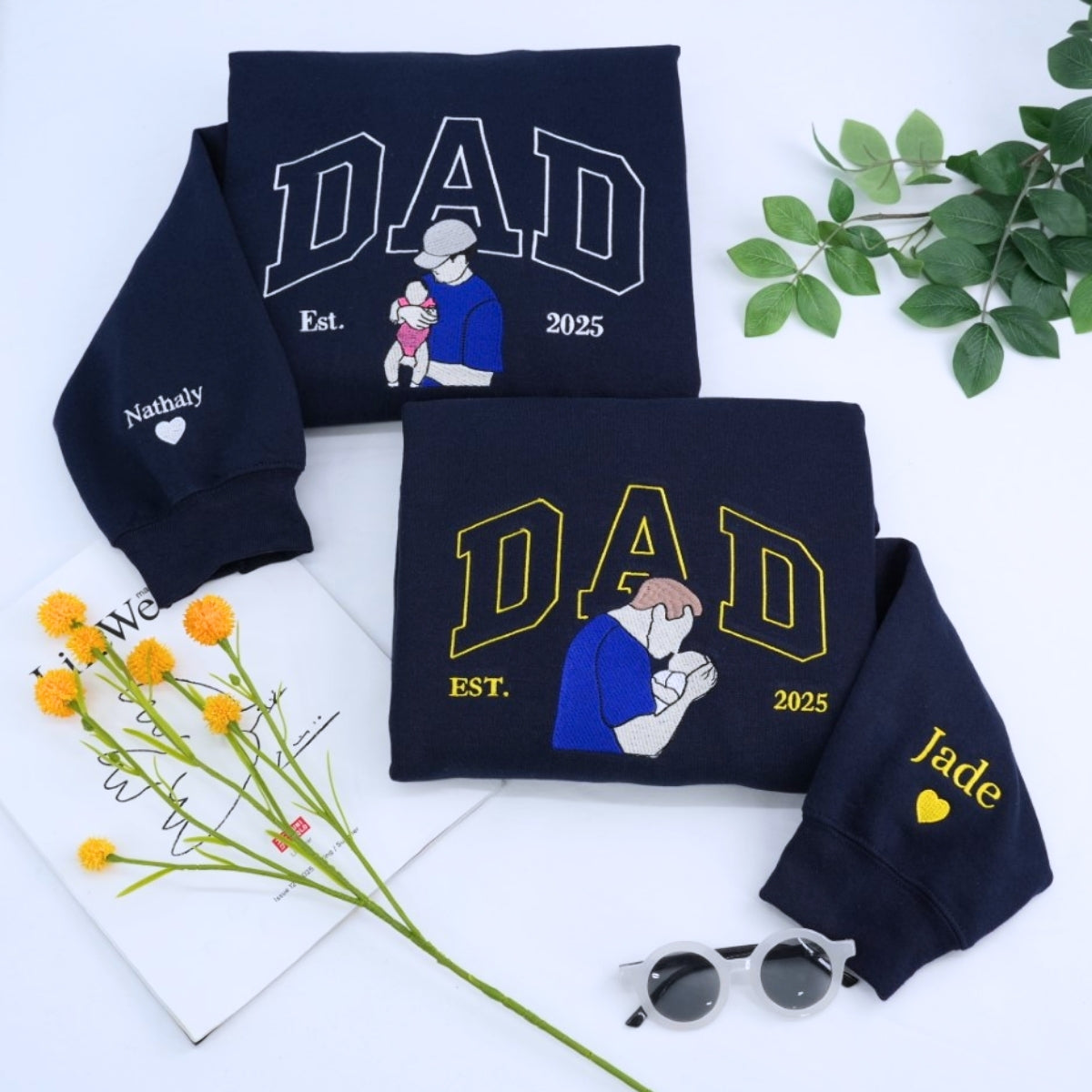 Dad Varsity Custom Embroidered Hoodie - Father's Day Gift - Personalized Collegiate Style Sweatshirt