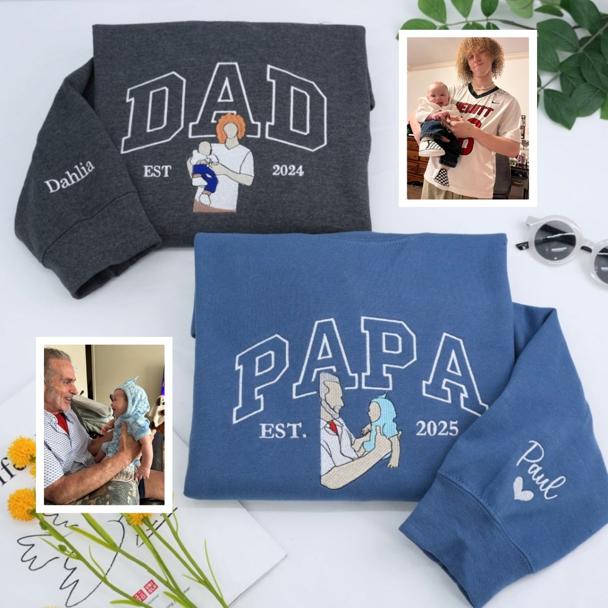 Dad Varsity Custom Embroidered Hoodie - Father's Day Gift - Personalized Collegiate Style Sweatshirt