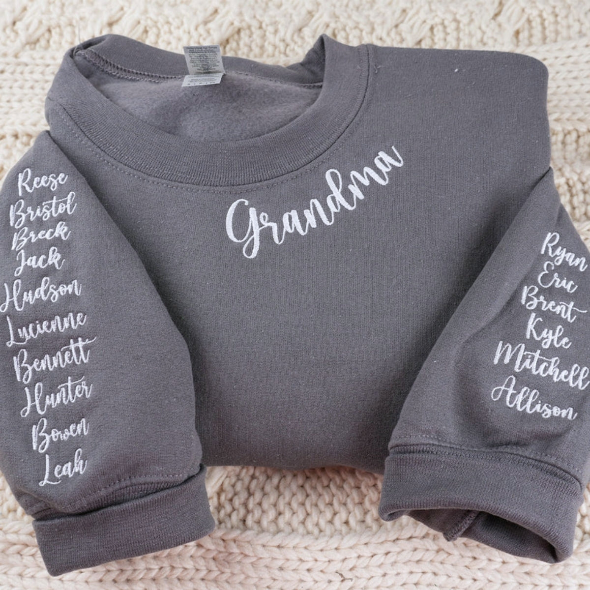 Grandchildren Names Custom Embroidered Sweatshirt - Personalized Grandma - Mother's Day Gift