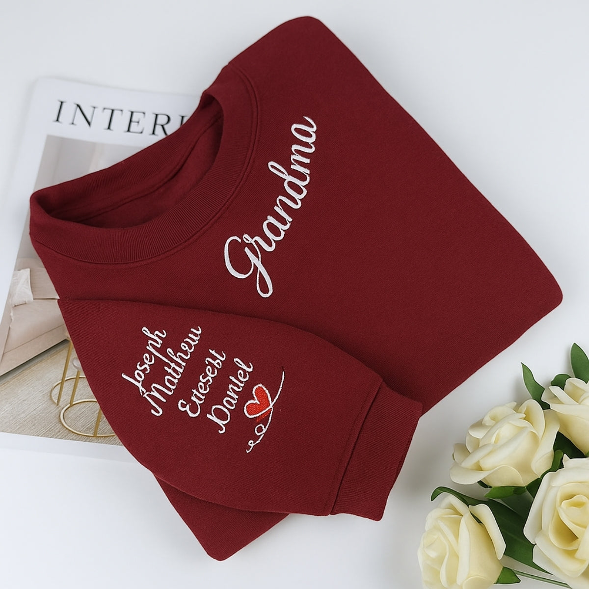 Grandchildren Names Custom Embroidered Sweatshirt - Personalized Grandma - Mother's Day Gift