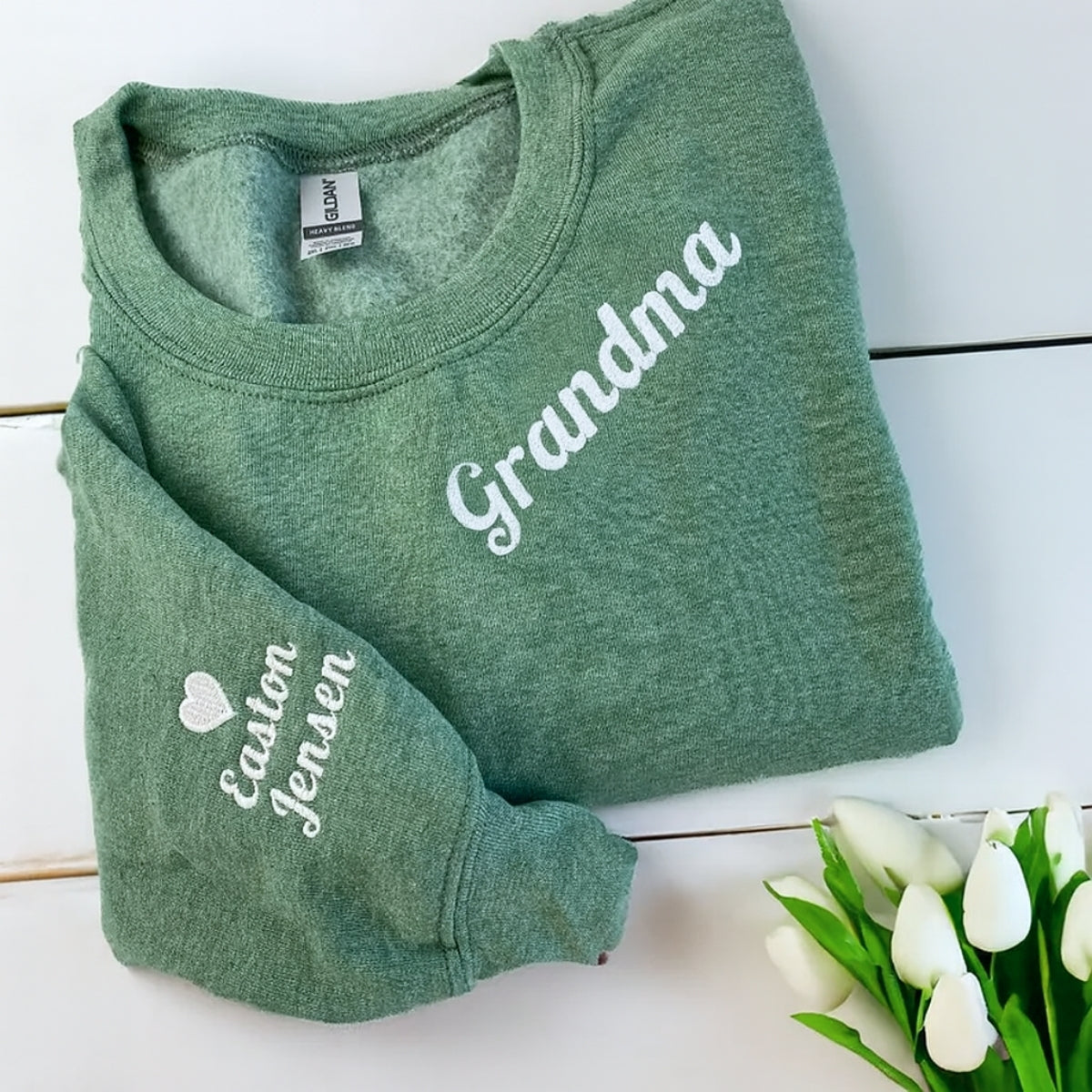 Grandchildren Names Custom Embroidered Sweatshirt - Personalized Grandma - Mother's Day Gift