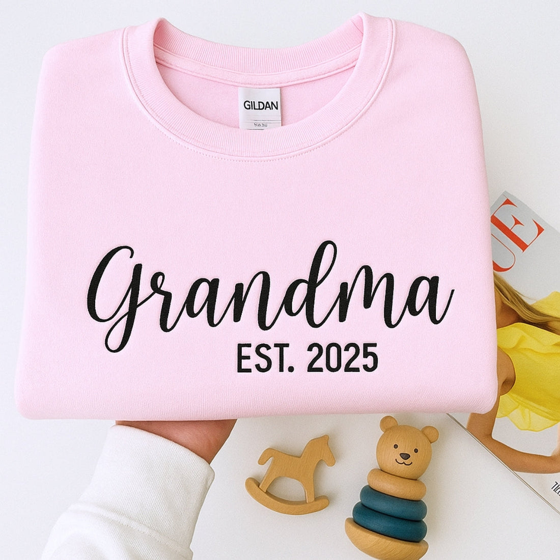 Grandma EST Custom Embroidered Hoodie - Grandchildren Names - Personalized Mother's Day Gift