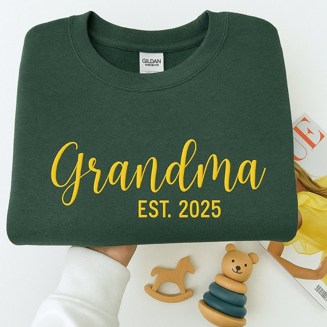 Grandma EST Custom Embroidered Hoodie - Grandchildren Names - Personalized Mother's Day Gift