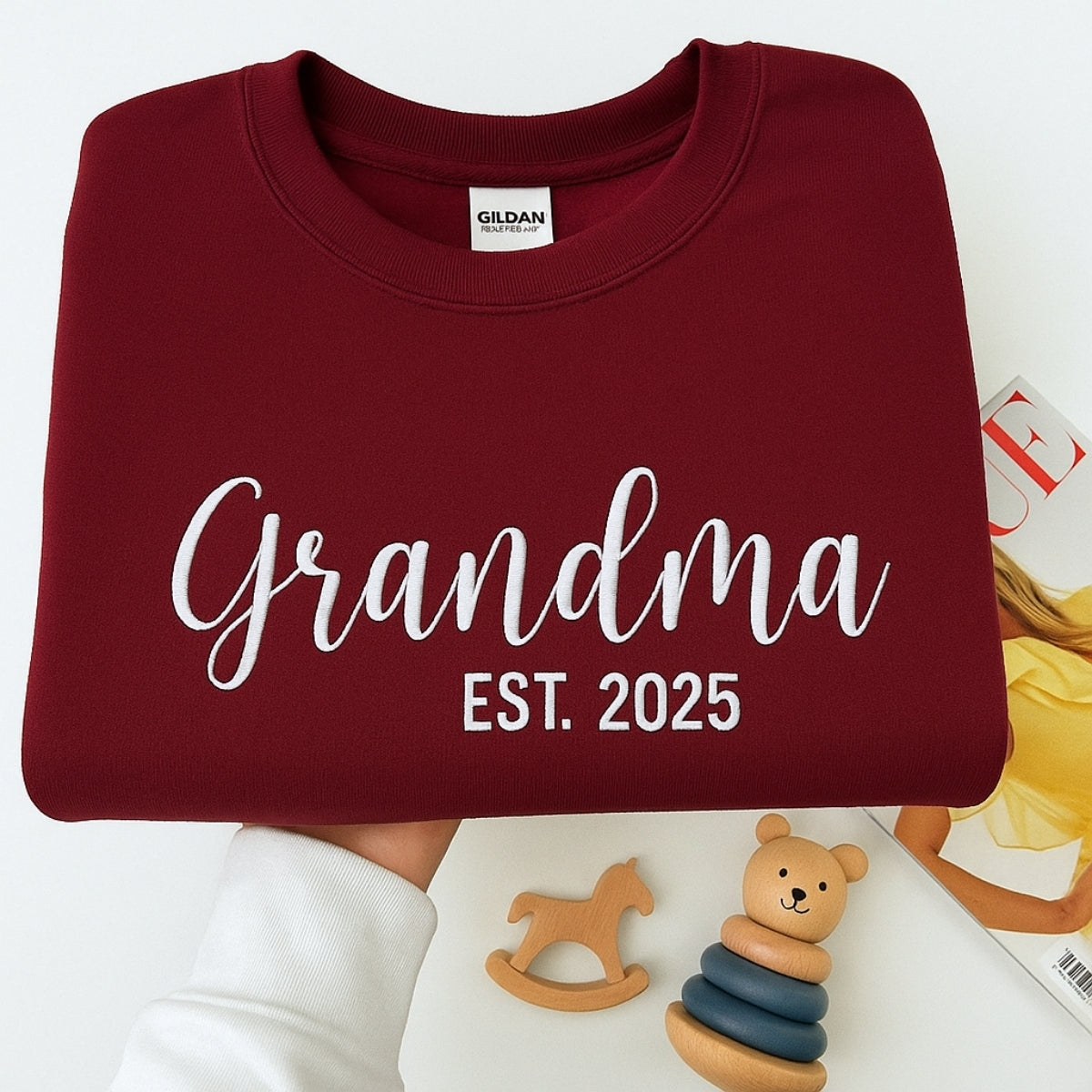 Grandma EST Custom Embroidered Hoodie - Grandchildren Names - Personalized Mother's Day Gift