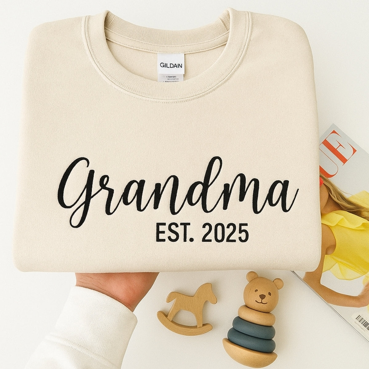 Grandma EST Custom Embroidered Hoodie - Grandchildren Names - Personalized Mother's Day Gift