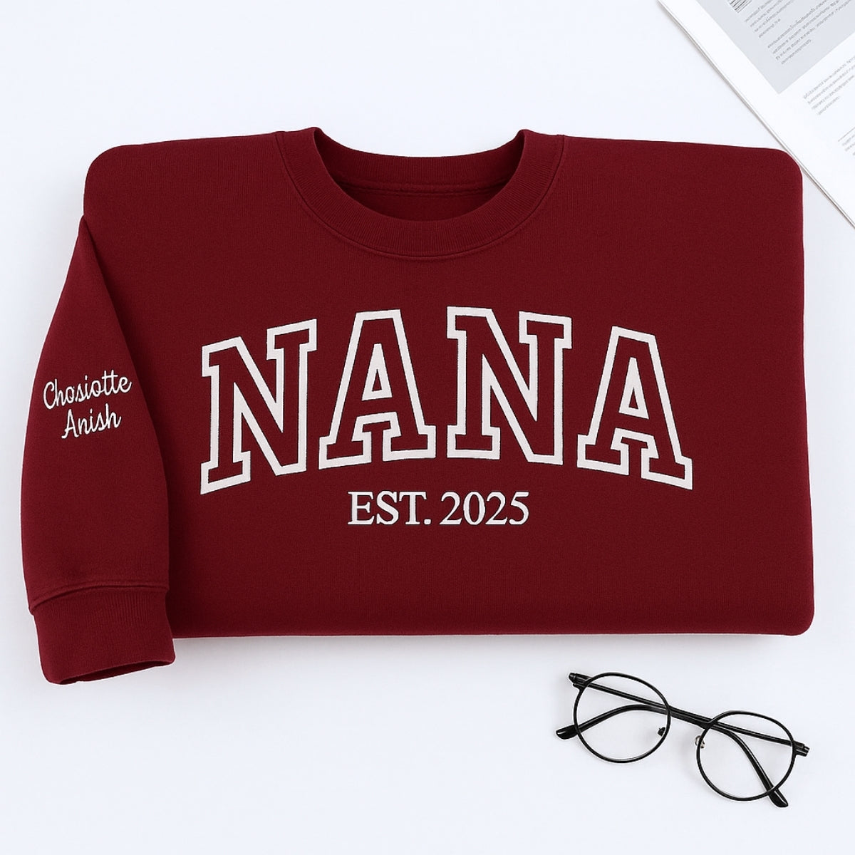 Grandma EST Year Custom Embroidered Hoodie - Personalized Nana Sweatshirt - Mother's Day Gift