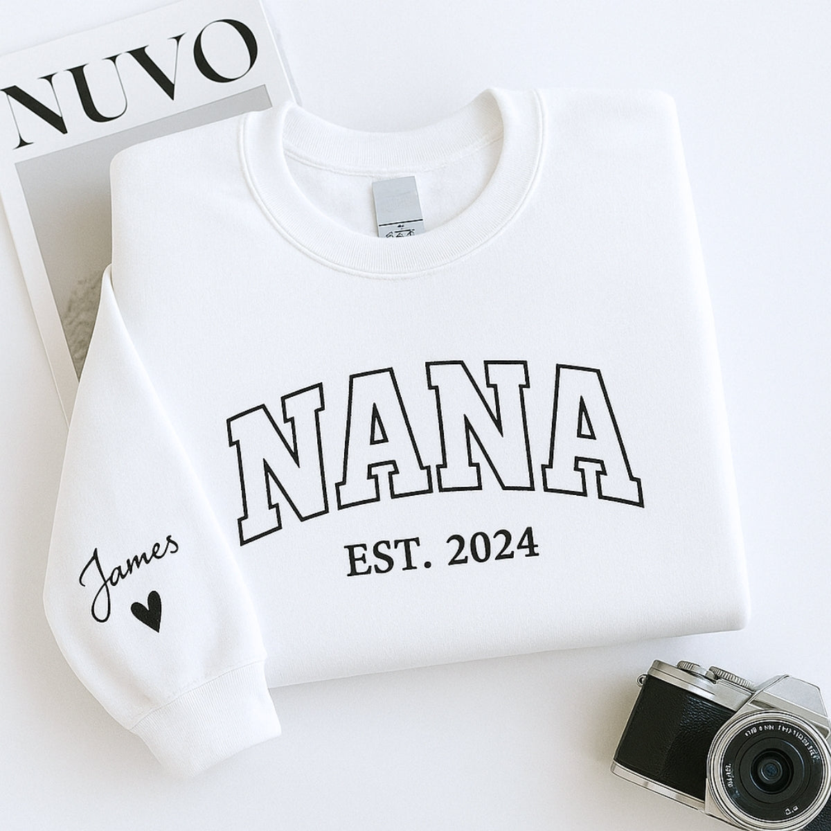 Grandma EST Year Custom Embroidered Hoodie - Personalized Nana Sweatshirt - Mother's Day Gift